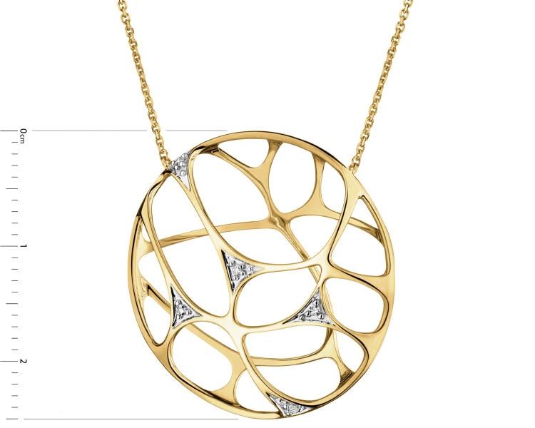 14 K Rhodium-Plated Yellow Gold Necklace with Diamonds - 0,02 ct - fineness 14 K