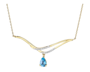 9 K Rhodium-Plated Yellow Gold Necklace - fineness 9 K