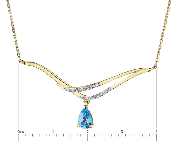 Naszyjnik z żółtego złota z diamentami i topazem - próba 375