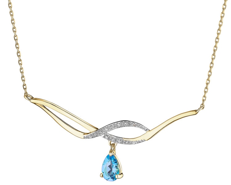 9 K Rhodium-Plated Yellow Gold Necklace - fineness 9 K