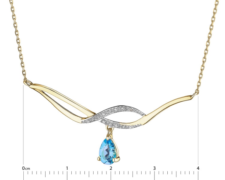 9 K Rhodium-Plated Yellow Gold Necklace - fineness 9 K