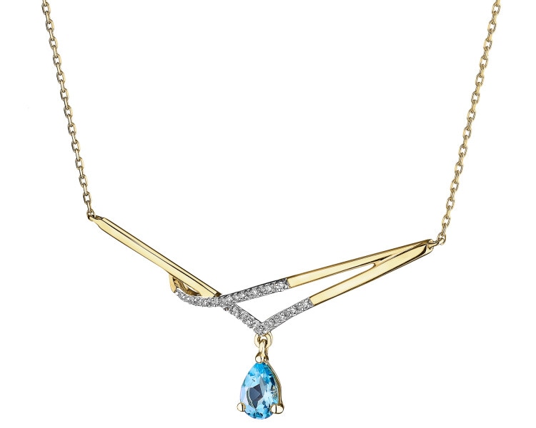 9 K Rhodium-Plated Yellow Gold Necklace - fineness 9 K
