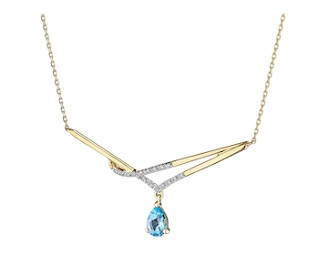 9 K Rhodium-Plated Yellow Gold Necklace - fineness 9 K