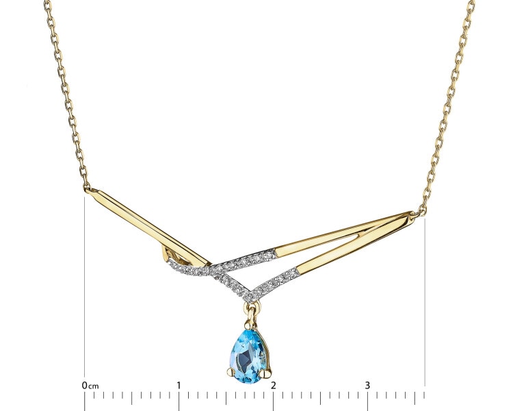 9 K Rhodium-Plated Yellow Gold Necklace - fineness 9 K