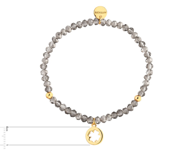 Gold plated brass bracelet with glass details - clover