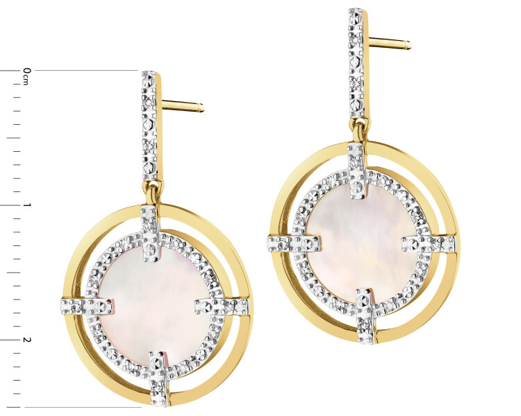 14 K Rhodium-Plated Yellow Gold Dangling Earring - fineness 14 K