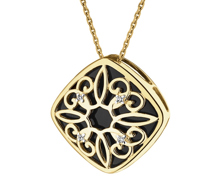 9 K Rhodium-Plated Yellow Gold Pendant - fineness 9 K