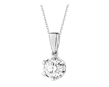 14 K Rhodium-Plated White Gold Pendant with Diamond - 0,50 ct - fineness 14 K