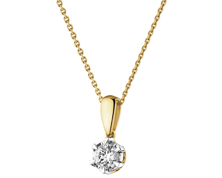 585 Yellow And White Gold Plated Pendant with Diamond - 0,18 ct - fineness 585