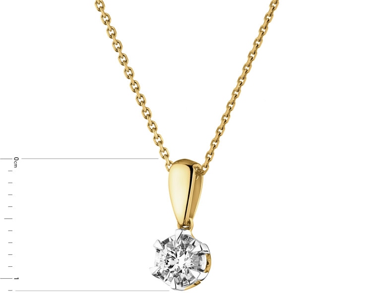 585 Yellow And White Gold Plated Pendant with Diamond - 0,18 ct - fineness 585