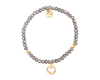 Gold plated brass bracelet with glass details - heart