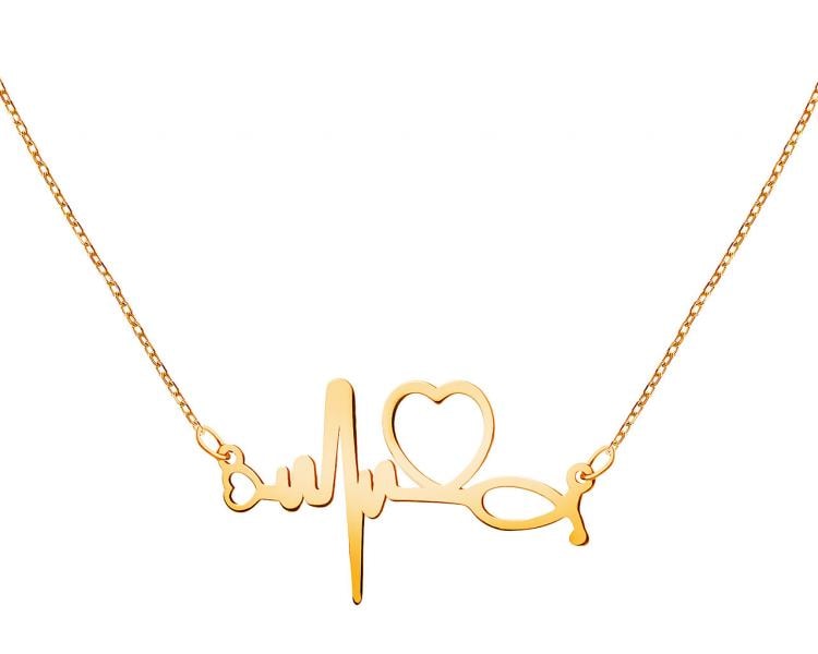 Zlatý náhrdelník, anker - srdce, EKG