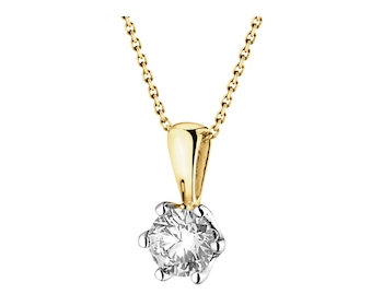 14 K Rhodium-Plated Yellow Gold Pendant with Diamond - 0,44 ct - fineness 14 K