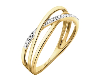Pierścionek z żółtego złota z diamentami - 0,02 ct - próba 375