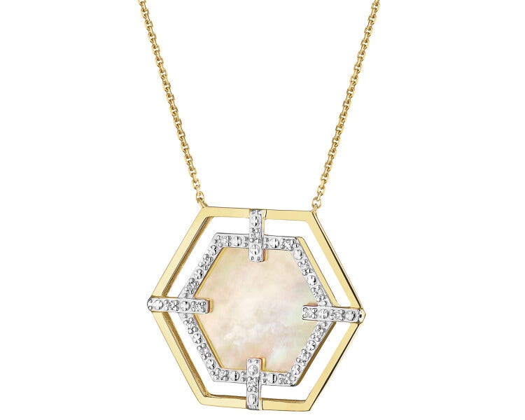 14 K Rhodium-Plated Yellow Gold Necklace - fineness 14 K