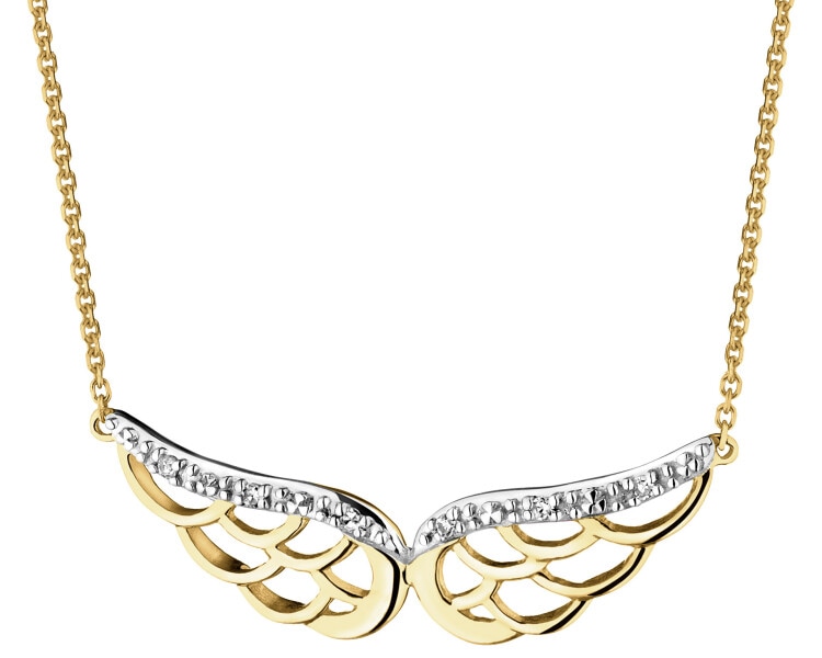 9ct Yellow Gold Necklace with Diamonds - 0,02 ct - fineness 9 K