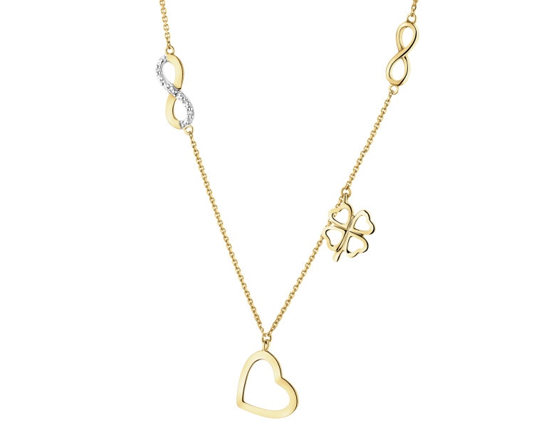 9ct Yellow Gold Necklace with Diamonds - 0,01 ct - fineness 9 K