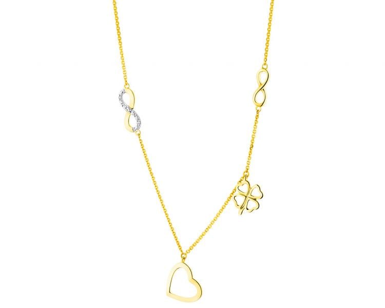 9ct Yellow Gold Necklace with Diamonds 0,01 ct - fineness 9 K