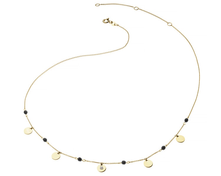 9ct Yellow Gold Necklace with Diamond - fineness 9 K