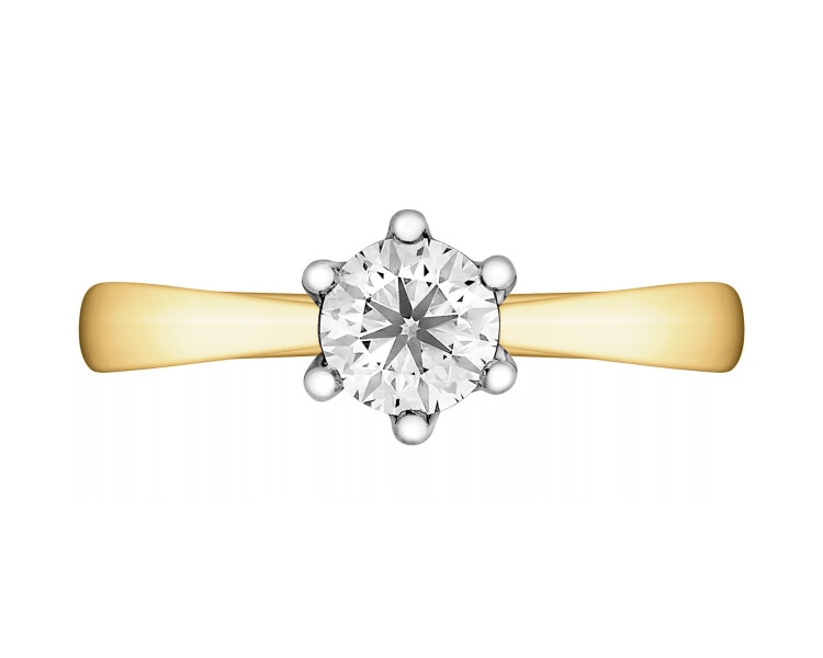 14ct Yellow Gold Ring with Diamond - 0,50 ct - fineness 14 K