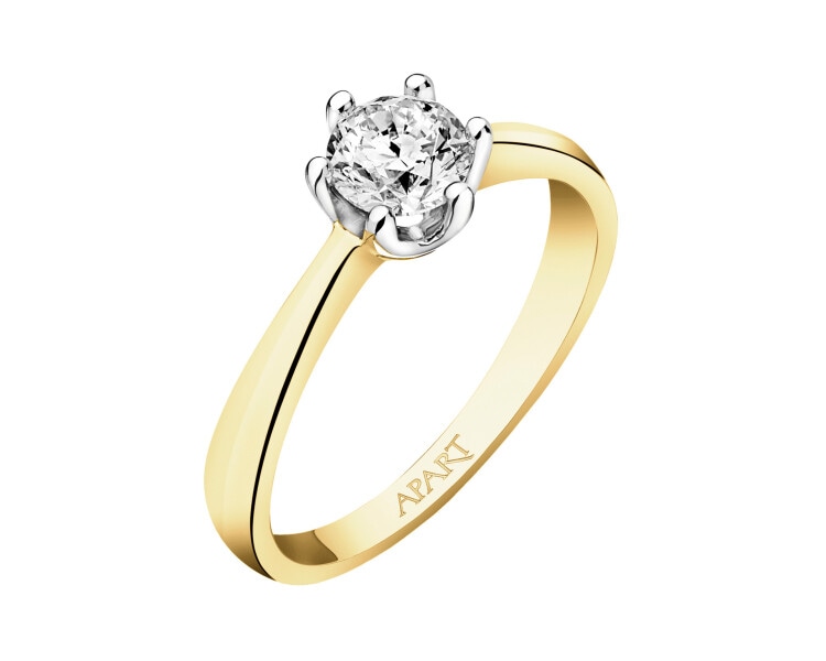 14ct Yellow Gold Ring with Diamond - 0,50 ct - fineness 14 K