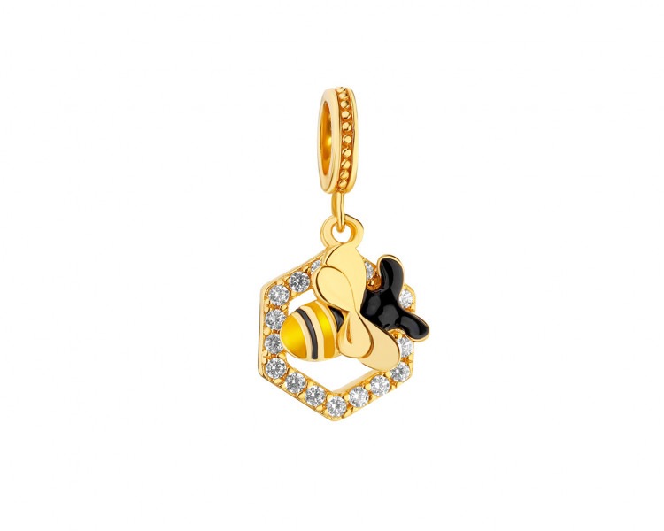 Zawieszka srebrna na bransoletę beads z cyrkoniami - pszczółka