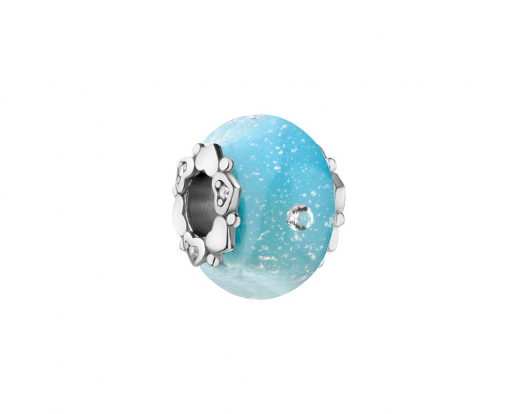 Stříbrný přívěsek beads se zirkony a sklem murano