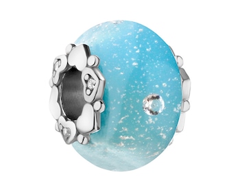 Stříbrný přívěsek beads se zirkony a sklem murano