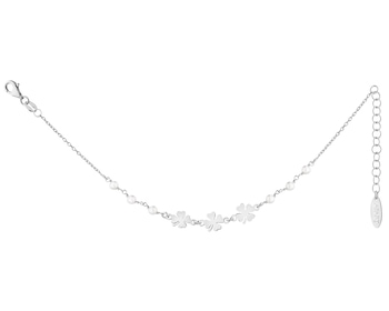 Bransoletka srebrna z masą perłową - koniczyny
