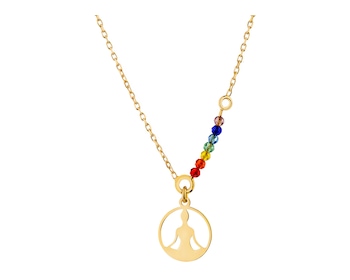 Pozlacený stříbrný náhrdelník se sklem - jóga