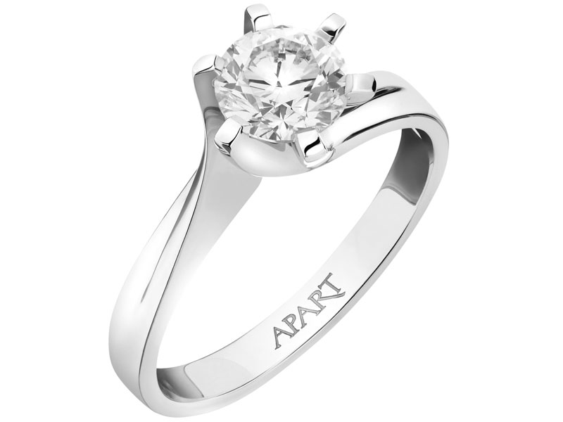 White gold ring with brilliant 1,03 ct - fineness 14 K