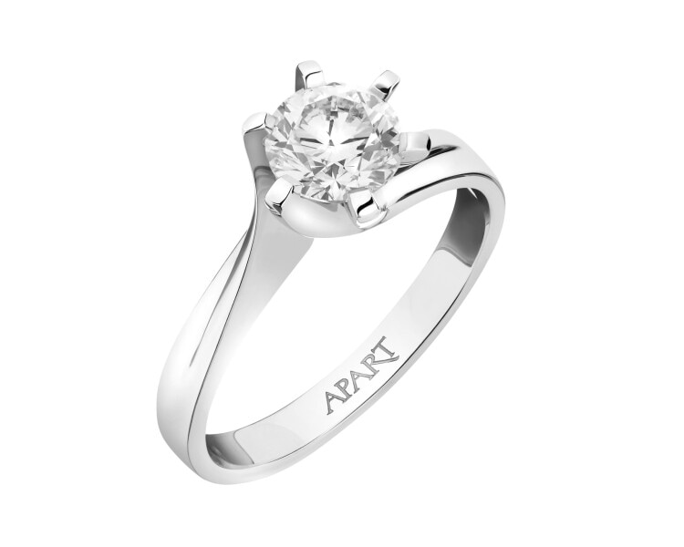 White gold ring with brilliant 1 ct - fineness 14 K