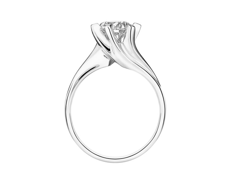 White gold ring with brilliant 1 ct - fineness 14 K