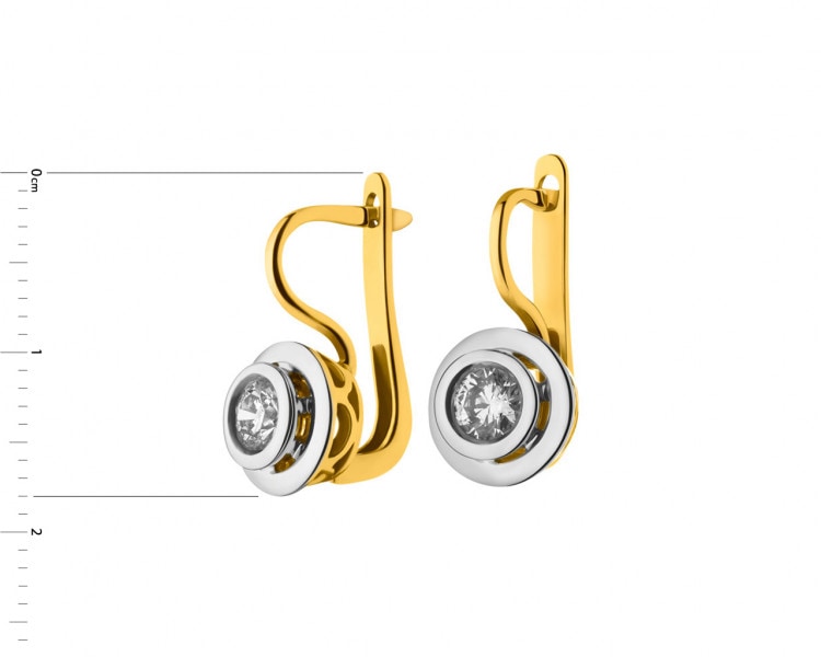 Yellow and white gold earrings with brilliants 0,68 ct - fineness 585