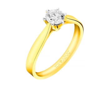 18ct Yellow Gold Ring with Diamond 0,50 ct - fineness 18 K