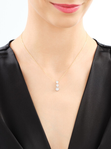 Náhrdelník ze žlutého a bílého zlata s brilianty - 0,37 ct - ryzost 585