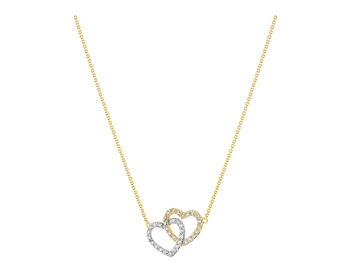 Zlatý náhrdelník s diamanty - srdce 0,10 ct - ryzost 585