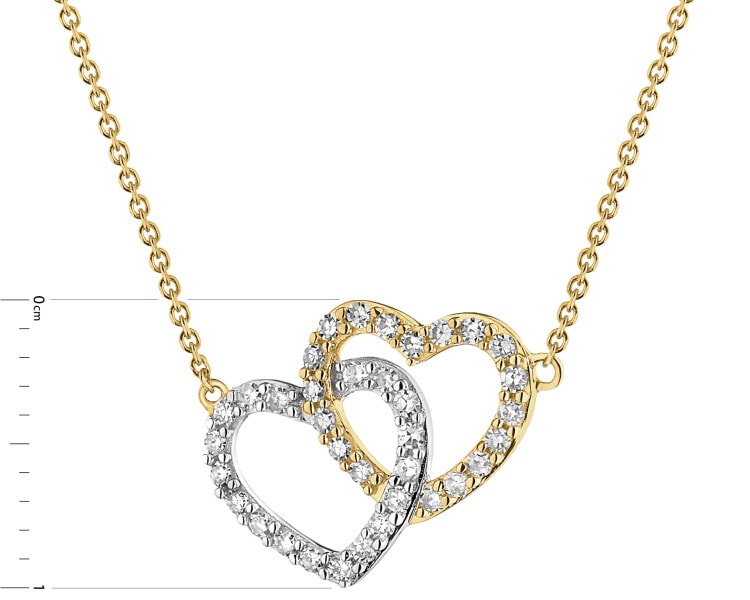 14 K Rhodium-Plated Yellow Gold Necklace with Diamonds - 0,10 ct - fineness 14 K