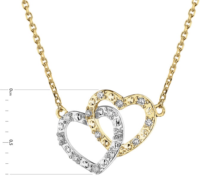 9 K Rhodium-Plated Yellow Gold Necklace with Diamonds - 0,04 ct - fineness 9 K