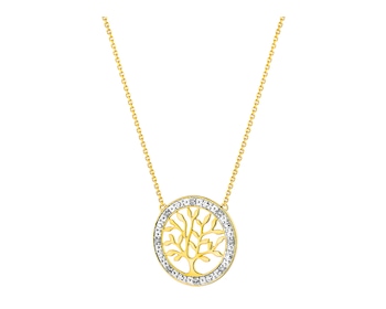 Zlatý náhrdelník s diamanty - strom 0,02 ct - ryzost 585