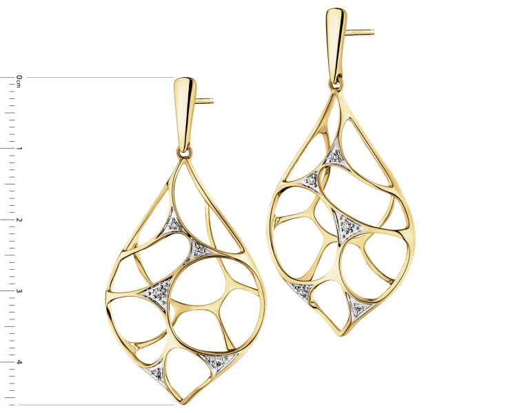 Kolczyki z żółtego złota z brylantami - 0,09 ct - próba 585