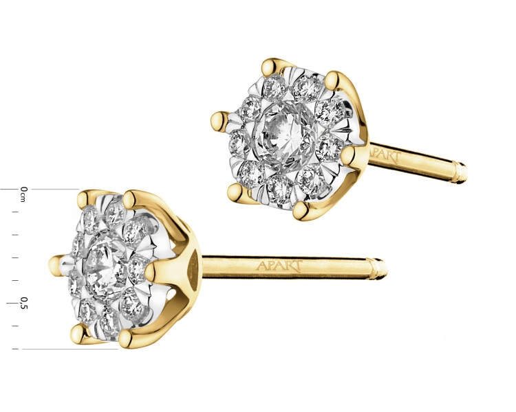 Kolczyki z żółtego i białego złota z brylantami - 0,45 ct - próba 585