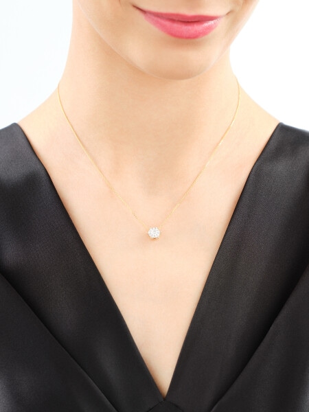 Náhrdelník ze žlutého a bílého zlata s brilianty - 0,38 ct - ryzost 585