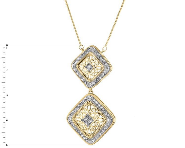 Yellow gold necklace with diamonds - 0,27 ct - fineness 14 K