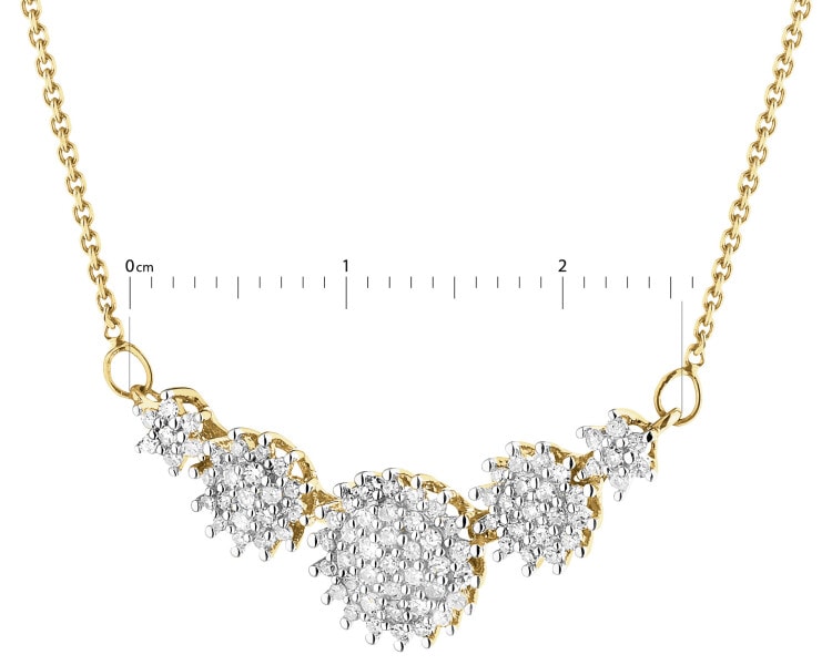 14 K Rhodium-Plated Yellow Gold Necklace with Diamonds - 0,25 ct - fineness 14 K