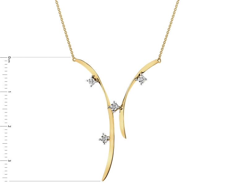 9 K Rhodium-Plated Yellow Gold Necklace with Diamonds - 0,02 ct - fineness 9 K