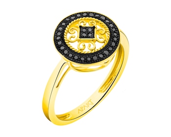 Zlatý prsten s diamanty - rozeta - ryzost 585