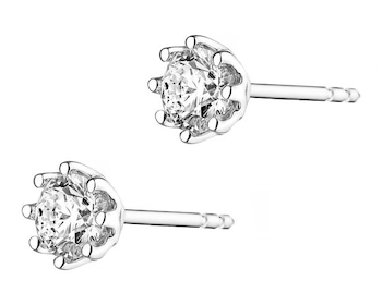 14ct Yellow Gold, White Gold Earrings with Diamonds 0,40 ct - fineness 14 K