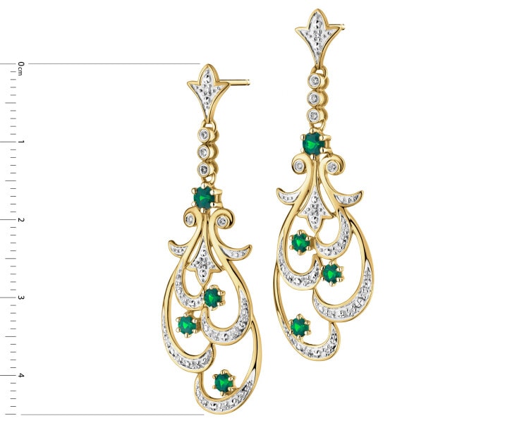 14 K Rhodium-Plated Yellow Gold Dangling Earring - fineness 14 K