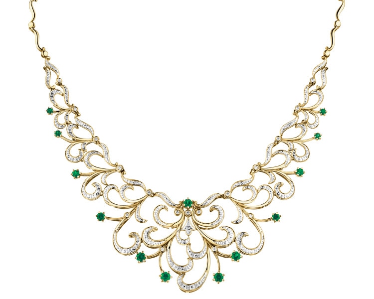 14 K Rhodium-Plated Yellow Gold Collar Necklace - fineness 14 K